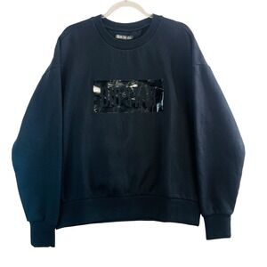 Womens Big Star Oneidea Sweatshirt Black Box Logo Crewneck Minimal Streetwear XL